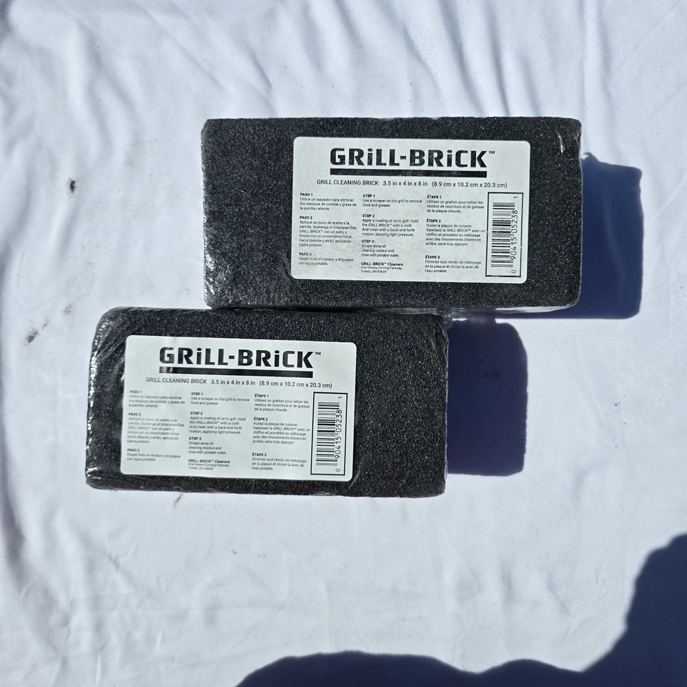 8x4 Heavy-Duty Grill Cleaning Brick Dualpack, Non-Scratch Black Pumice Stone